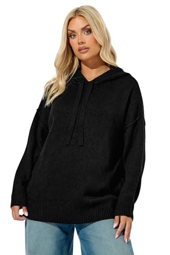 Image of Yours Curve Knitted Hoodie - Women's - Plus Size Curve Black