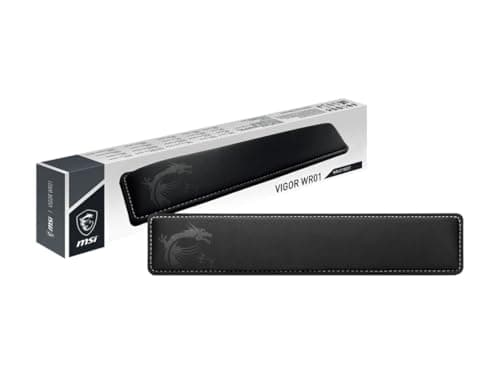 Image of MSI VIGOR WR01 Wrist Rest - Keyboard Wrist Pad, Cooling Gel & Memory Foam Support with Ice Silk Lycra Upholstery & Antibacterial Coating, Inclined Profile, Anti-Slip Rubber Base - 432 x 86 x 25mm