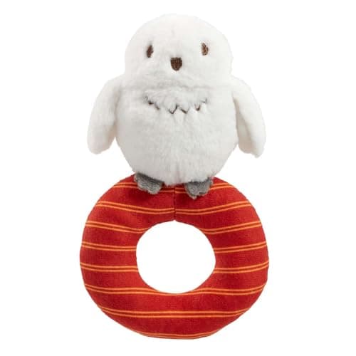 Image of Rainbow Designs Harry Potter Hedwig Plush Baby Rattle - Soft Sensory Toy for Newborns – Suitable from Birth Ring Rattle for Early Development – Playtime and On-The-Go Companion