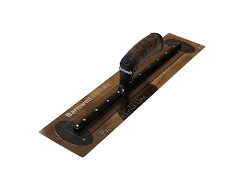Image of Barnwell Premium Flexi Gold Leather Handle Finishing Plastering Trowel Stainless Steel (11" - 18") (18" x 4" Wide)
