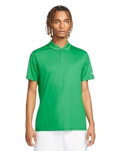 Image of Nike Men's Dry Victory Solid Polo Golf Shirt, Classic Green/White, Medium