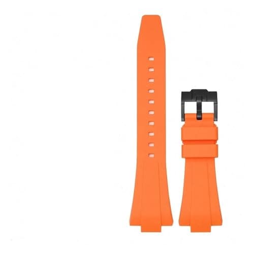Image of YHPAEUI Convex Interface Rubber Strap Compatible With Tissot PRX Series 40mm 35mm Men Women Silicone Watch Band(Orange black,12mm)