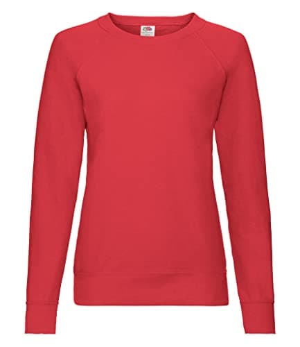 Image of Fruit of the Loom Womens Fit Lightweight Raglan Sweatshirt Red S