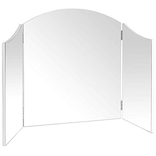 Image of Beautify Makeup Mirror, Large Dressing Table Bevelled Beauty Mirror, Tri-Fold and Adjustable for Vanity Table, Free-Standing Tabletop Cosmetic Mirror w/Swing Hinges, for Professional Hair & Makeup