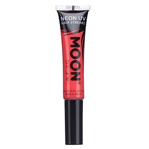 Image of Moon Glow Neon UV Hair Colour Streaks | Red | Hair Mascara - Temporary Wash out Hair Dye | Bright Neon Colour, Glows under UV Lighting
