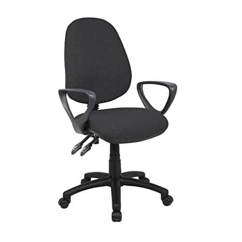 Image of Altrincham Office Supplies Ltd V101-00-C Vantage 100 Office Chair – 2-Lever Adjustment, Swivel Wheels, Chair with PCB Operators, Fixed Arms | Office Furniture Equipment - Charcoal