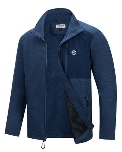 Image of Outdoor Ventures Men's Sport Cardigan Multifunctional Knitted Cardigan Sweater Full Zipper Fleece Jackets Lightweight Leisure Sweatshirts for Outdoor and Casual Blue Heather/blue 2XL