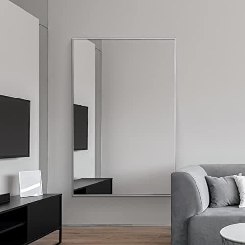Image of MirrorOutlet The Artus - Silver Modern Aluminium Edged Wall Mirror 47" X 31" (120CM X 80CM) Silver Mirror Glass.…