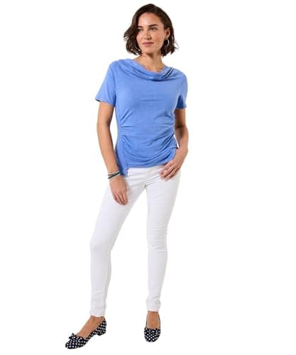 Image of Joe Browns Women's Cowl Neck Drape Front Jersey Top, Regular, Blue, UK 14