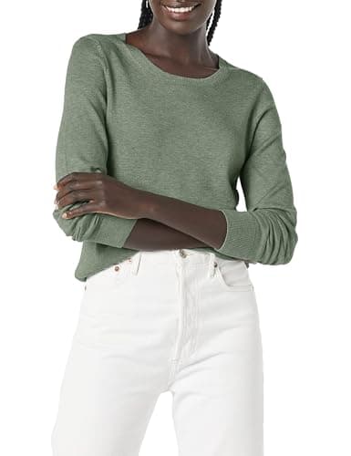 Image of Amazon Essentials Women's Long-Sleeve Lightweight Crewneck Jumper (Available in Plus Size), Sage Green Heather, M