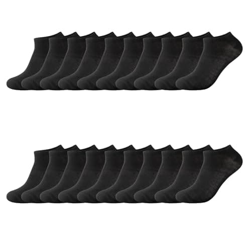 Image of JEKUGOT 10 Pairs Men’s Trainer Socks, No-Show Ankle Socks, Breathable Cotton Low-Cut for Summer Sports, Size 6-10, Black