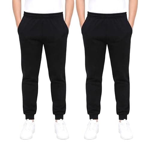Image of KHIM Jogging Trouser Tracksuit Bottom Pant Kids Unisex Girls Boys Activewear (UK, Age, 3 Years, 4 Years, Regular, Black 2 Pack)