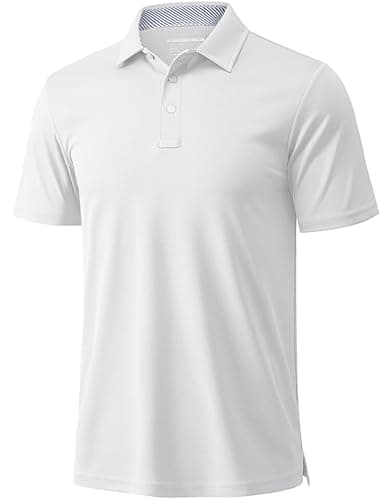 Image of MAGCOMSEN Polo Shirts for Men Breathable Sport Quick Dry T-Shirt Casual Outdoor Polyester Golf Polo White,XL