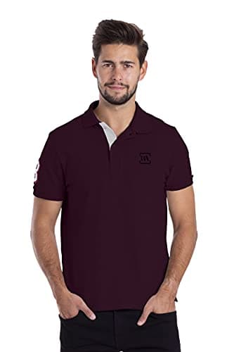 Image of westAce Men's Stretch Polo Shirt Slim Fit, Short Sleeve Designer Polo T-Shirt with Jacquard Collar, Lightweight 100% Cotton Polo for Summer, Button Closure, Casual and Smart Wear, Black, L