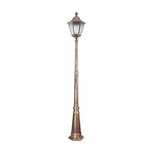 Image of Aioneer Lamp Post Lights Outdoor, Traditional Street Light E27 Single Head Outdoor Ip65 Waterproof Glass High Pole Pillar Light European Retro Aluminum Path Way Column Lamp Court-Brass-Height 2.2m