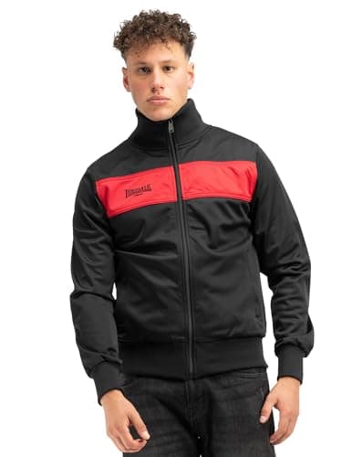 Image of Lonsdale Men Track Jacket Alnwick, Size:XS, Color:Black/red