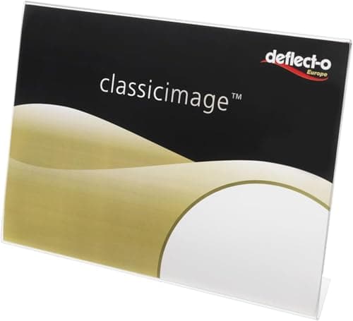 Image of Deflecto A6 Landscape Slanted Sign Holder - A6 Plastic Display Stand - A6 Menu Holders - Stands for Display - Leaflet Display Stands - Display Stand A6 Poster Holder