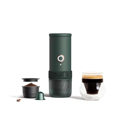 Image of OutIn Mino Portable Electric Espresso Machine, Mini Camping Coffee Maker for Travel, Pocket Sized Coffee Machine Self-Heating with USB-C, Ground Coffee & NS Capsule Adapter For Adventure