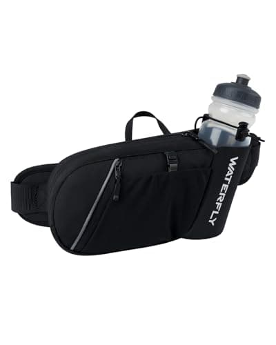 Image of Waterfly Bum Bag Waist Packs: Fanny Pack with Water Bottle Holder Running Pouch Ultra Light Runner Belt for Hiking Camping Climbing Travel Cycling and Dog Walking, Black