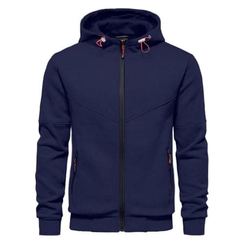 Image of CTU Mens Hoodies Sweatshirts Jackets Long Sleeve Fleece Zip Up Hoodies for Men Navy XXL