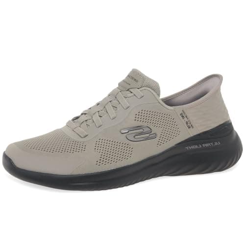 Image of Skechers Men's Bounder 2.0 Emerged Slip-On Sneakers, Taupe Mesh/Synthetic/Black Trim, 12 UK