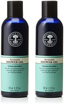 Image of Neal's Yard Remedies Aromatic Shower Gel, Body Wash With Relaxing Lavender & Geranium, Vegan & Cruelty-Free, 200ml (Pack of 2)