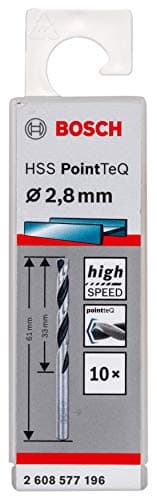 Image of Bosch Professional 10-piece PointTeQ HSS Twist Drill Bit (for Metal, 2.8 x 33 x 61 mm, Drill Driver Accessories)