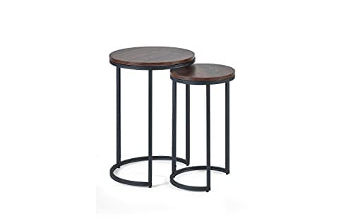 Image of Julian Bowen Tribeca Round Nesting Side Tables, Walnut Effect/Black