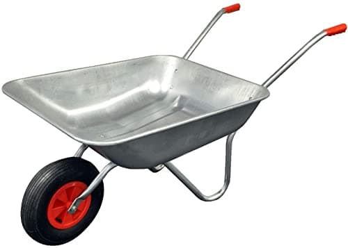 Image of Arboria - Wheelbarrow - Garden Wheelbarrow - Galvanised Heavy Duty Pneumatic Tyre Professional - DIY - 65 Litre, Silver