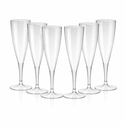 Image of Lizzy Disposable Champagne Flutes 100ml Clear Plastic Glasses Pack of 10 – Stemmed Prosecco Cups for Parties, Weddings, Events & Celebrations