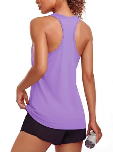 Image of MAGCOMSEN Sports Vest Tops for Women Workout Yoga Racerback Tanks Gym Atheletic UPF 80+ Vest Running Top, Light Purple, S