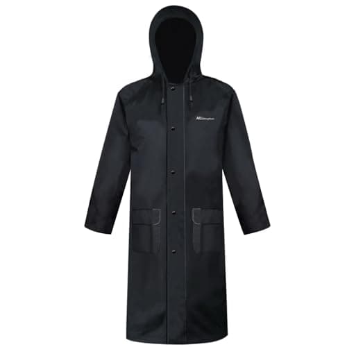 Image of QUANYONG Unisex Waterproof Lightweight Raincoat Long Hooded Rain Poncho with Pockets for Backpacking Hiking Camping Outdoors (XXL,Black)