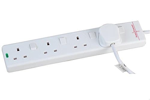 Image of PRO ELEC 4-Gang Switched Surge Protected Extension Lead – 2m, White – Individual Switches, 13A, UK Plug – PELB1919