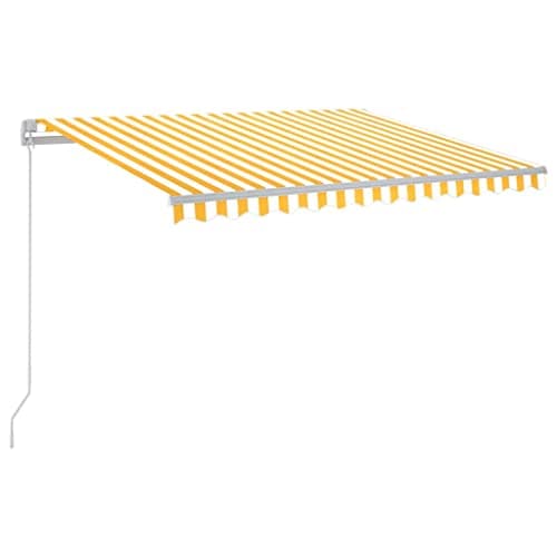 Image of vidaXL Manual Retractable Awning with LED Lights - 300x250 cm - UV & Water Patio Shade in Yellow/White