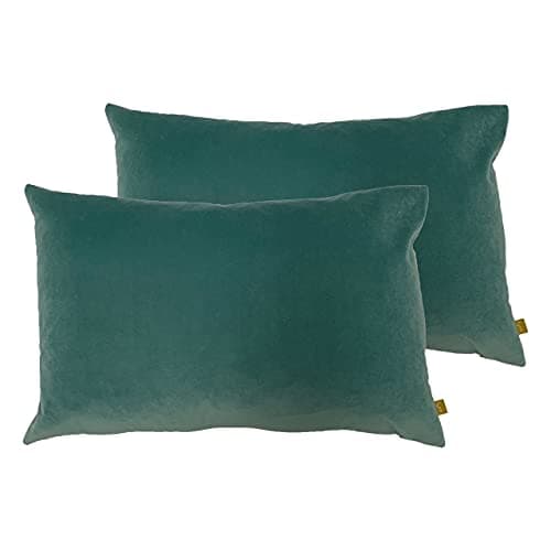 Image of furn. Contra Feather Filled Cushions (Twin Pack), Polyester, Linen, Mist Blue