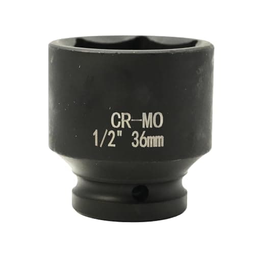 Image of FortuneGlobe Socket 36 mm 1/2 inch Hexagon, Impact Socket 1/2 36 mm Chrome-Molybdenum Steel CR-MO (Black)