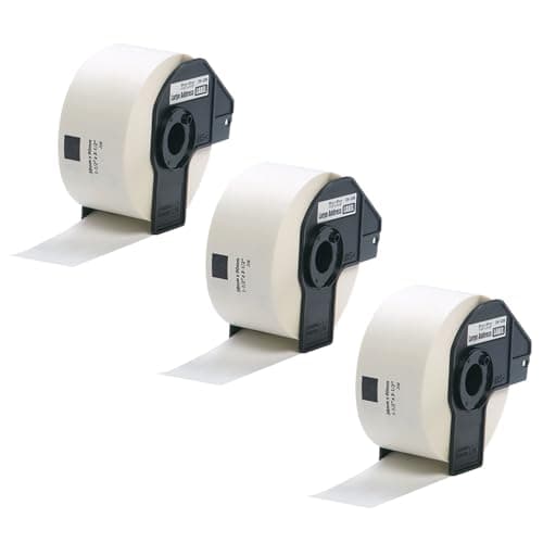 Image of Inkjello 3 Compatible DK-11208 Labels 38mm x 90mm Black on White – Replacement for Brother QL Label Printers QL-700 QL-800 QL-1100 QL-820NWB QL-570 QL-1050 QL-1050N QL-1060N QL-1060N QL-580N (3-Pack)
