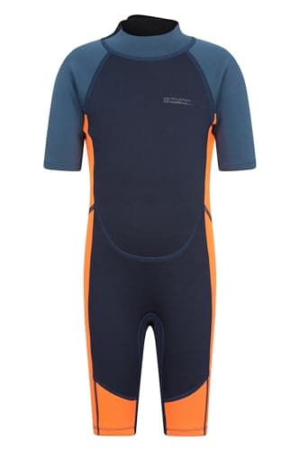 Image of Mountain Warehouse Kids Shorty Wetsuit - 2.5mm Thickness, Flat Seams, Easy Glide Zip Children's Wetsuit, Neoprene, Adjustable Neck Closure - Spring Summer, Swim Bright Orange (Kids) Teen Size 13 Years