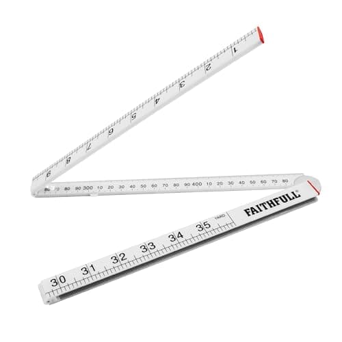 Image of Faithfull Folding Rule 1 Metre / 36 Inch – White ABS Fold-Out Measuring Ruler with Metric & Imperial Graduations, Pocket-Sized for Carpenters, Builders, Decorators, DIY