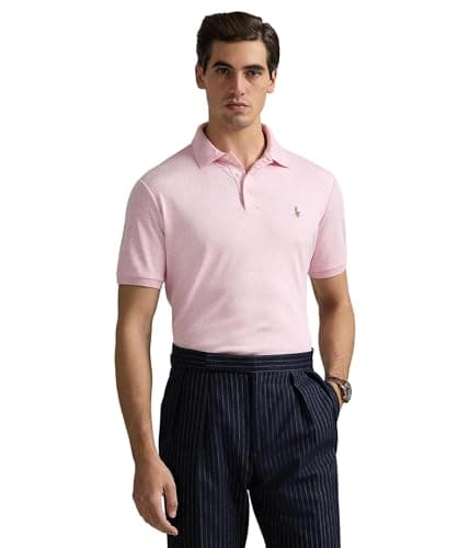 Image of Polo Ralph Lauren Men's Classic Fit Soft Cotton Polo Shirt, Carmel Pink Heather, Medium