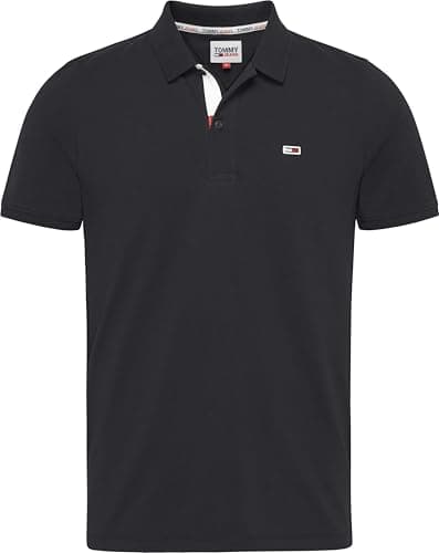 Image of Tommy Jeans Men's Tjm Slim Placket Polo Dm0dm15370 S/S Polos, Black, L