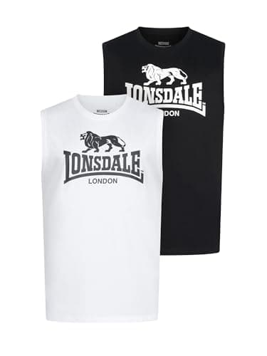 Image of Lonsdale Male-Adult Rolleston Sleeveless tee, Black/White, M