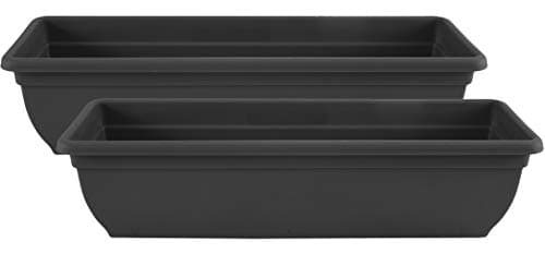 Image of Muddy Hands Pack of 2 – 60cm Long Black Trough Planters | Large Plastic Window Box Plant Pots | Outdoor Garden, Balcony, Patio & Herb Flower Containers