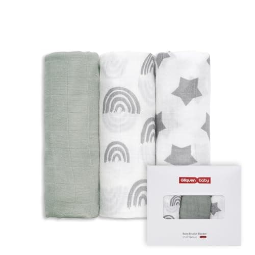 Image of GLLQUEN BABY Muslin Squares Cloth for Baby, 3pack 70cm x 70cm Cotton Burp Cloths for Newborn, Absorbent & Breathable and Ideal to Clean, Wipe & Cover Newborns