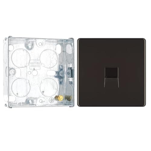 Image of BG Screwless Black Nickel Single Master Telephone Socket FBNBTM1 with 25mm Steel Back Box