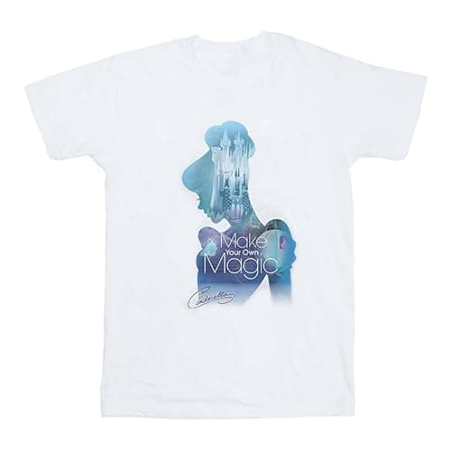 Image of Disney Princess Girls Cinderella Filled Silhouette T-Shirt 9-11 Years White