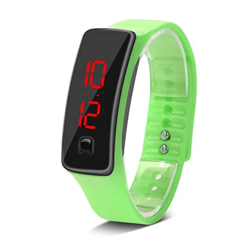 Image of Naroote LED Digital Watch Womens, Silicone Strap Sport Watch Digital 12 Hour Dial Electronic Display Wristwatch Watch for Men Women Teens Students (Light Green)
