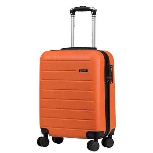 Image of Rocklands® Lightweight 4 Wheel Hard Shell Luggage Suitcase Ryanair Cabin Travel Bag 55x40x20cm - ABS822 (Orange)