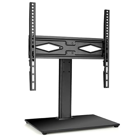 Image of Futura Universal TV Stand, Swivel & Height Adjustable Table TV Stands for 24–60 Inch TVs, Tempered Glass Base Pedestal TV Stand with Bracket, Max VESA 400x400mm, 45kg Load & Cable Management