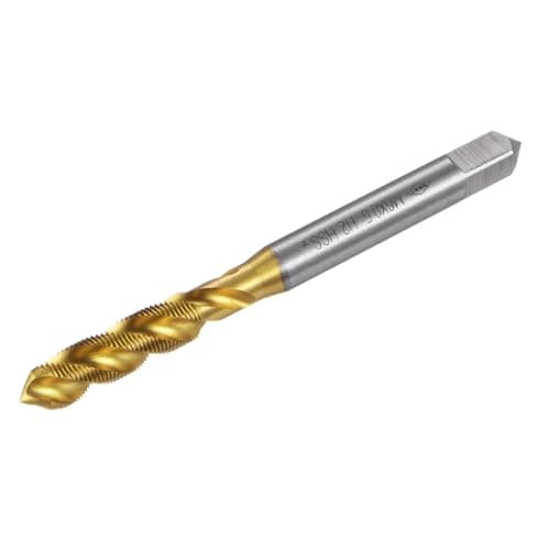 Image of sourcing map Spiral Flute Threading Tap M6 x 0.5, Metric HSS (High Speed Steel) Titanium Plated Machine Thread Screw Tap 3 Flutes Tapping Tool H2 Tolerance